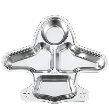 WJUHYGTF Plato para Niños Dividido De Acero Inoxidable, Búho Dibujos Animados Cena Bebés Menú Comedor Servicio Portátil Pequeños Vajilla,C