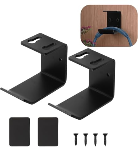 JUGCUT 2Pcs Headphone Holder Stand, Headphone Hook Mount with Silicone Pad, Under Desk Space Saving Universal Headphone Hanger for Gaming Headset and Most of Headphone, Cables etc