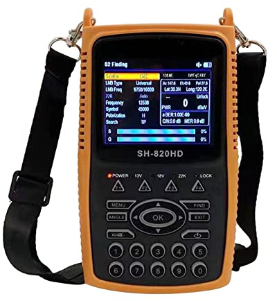 PZPZP TV Signal Finder Meter, DVB-S2 DVB-T2 Combo Digital Signal Finder Meter Support CCTV 3.5 Inch HD TFT LCD Screen 8PSK 32APSK VS 810HD,for Adjusting Sat TV Dish(SH-820HD T2 S2 CCTV)