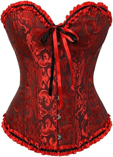 Demays Corset Tops for Women,Bustier Shapewear Lingerie,Lace Tied Renaissance Overbust Corset Push Up Bodysuit