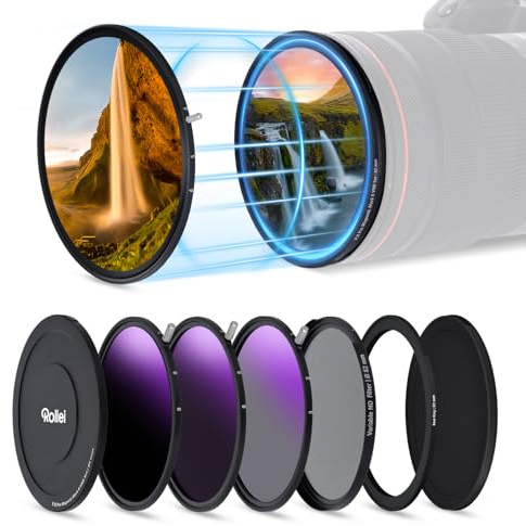Rollei F:X Pro Magnetic Mark II VND Set 82mm Rundfilter Set ND2-ND500 | 3 Magnetische Variable Graufilter (1-9 Belichtungsstufen) mit Kappen & Magnetischer Basisring für Kameraobjektive
