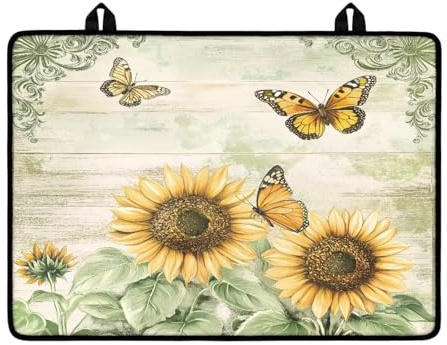 LACIYISON Butterfly Sunflower Wood Pattern Stove Top Cover for Electric Stove, Silicone Stove Mat for Glass Top Stove, Glass Cooktop Protector Dish Drying Mats Range Covers for Electric Stover