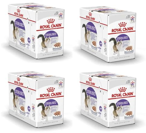Royal Canin Sterilised Mousse | 4er Pack | 4 x 12 x 85 g | Alleinfuttermittel für ausgewachsene Katzen | Speziell entwickelte Feuchtnahrung für kastrierte Katzen ab dem 12. Lebensmonat