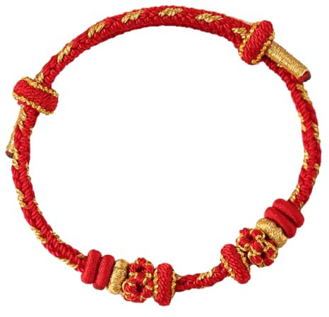 FOJIIUOK Glücksbringer Armband Red Tibetisches Glücksarmband für Frauen Geflochtene Armbänder Einstellbares Handgelenk Armband Lucky Geflochtene Freundschaftsarmbänder Für Männer und Frauen