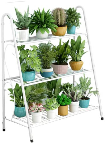 Niwugady Étagère à Plantes - Étagère à Fleurs - Support Plantes - Support de Pots de Fleur - Porte Plantes 3 Étagères 69 x 63 x 31cm pour Intérieur Balcon Jardin Terrasse
