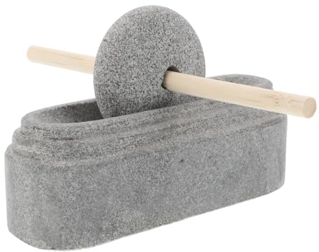 TOPBATHY Molinillo de Piedra Medicinal Molino Manual para Cocina Mortero de Piedra Tazón para Triturar Especias y Preparar Salsa Natural