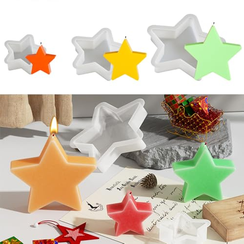 MEETTIKEY 3PCS Silikonformen Gießformen Weihnachten Stern,kerzenformen silikon,Silikonformen Gießformen Weihnachten，Kerzenformen zum Gießen eignen sich für die Herstellung von DIY-Aromakerzen