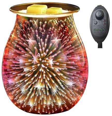 DICIMI Electric Wax Burner, Candle Warmer Lamp with Timer & Dimmer, 3D Holographic Night Light, Flameless Wax Melt Burner for Home, Office