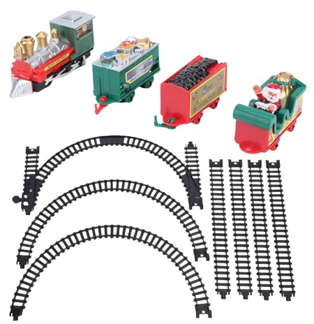 HELEVIA Weihnachts-Elektrozug-Spielzeugset, Batteriebetriebenes Weihnachts-Eisenbahn-Spielset, Feiertagsthema mit Festlichen Dekorationen, für Weihnachtsfeiern