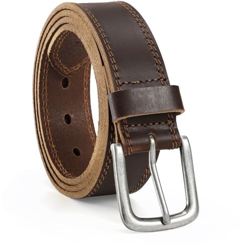 VONMELLI Men's Full Grain Leather Belt, Mens Belt with Anti-Scratch Pin Buckle Heavy Duty Work Belts & Casual Jeans Belts for Everyday Wear