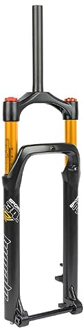 ZXGSXIOU Forcella Fat Bike 26 Pollici Sospensione da Montagna Pneumatici da 5,0'' Escursione 100 mm Perno Passante MTB Dritto 1-1/8 Aria 15x150 mm Blocco Manuale (Oro)