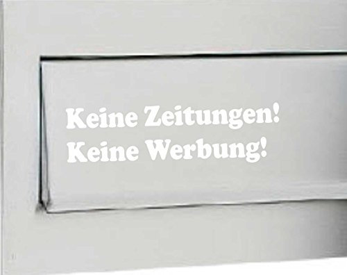 INDIGOS UG - Briefkastenaufkleber - Keine Werbung! Keine Zeitung! 68x19 mm - weiß - Schutz für den Briefkasten! - 1 Stück