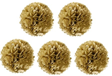 NUOLUX 8 Gold Tissue Papier Pom Pom Blumen Ball, 5 Stück