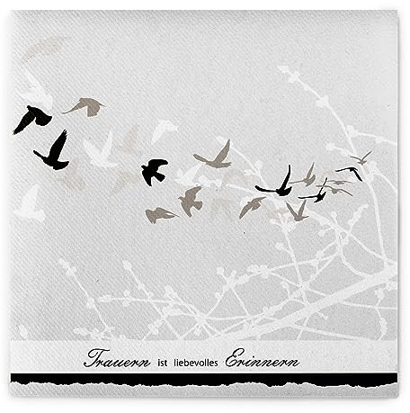 Sovie HOME Serviette TRAUER aus Linclass Airlaid, 40 x 40cm, 12 Stück, stoffähnliche Einwegserviette, Spruch Trauern ist liebevolles Erinnern, Ideal für Trauerfeier & Gedenkanlass