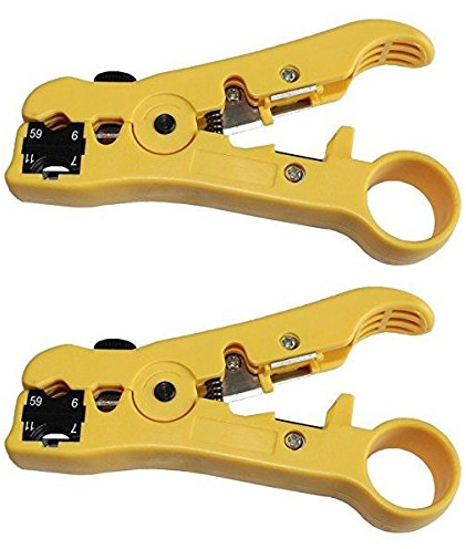Pack 2pcs Universal Cable Wire Stripper Cutter Stripping Tool for Flat or Round UTP Cat5 Cat6 Wire Coax Coaxial