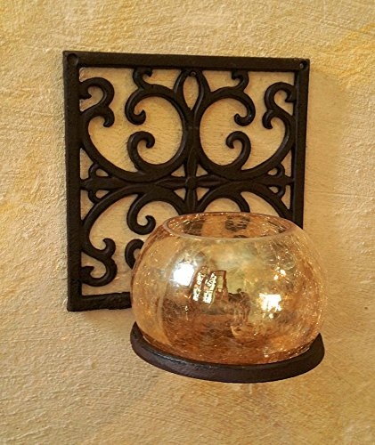 Antikas El Andalus Photophore mural avec boule en verre, support de casserole style espagnol