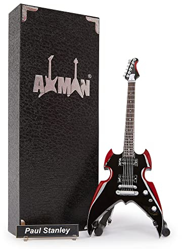Paul Stanley (Kiss): Silvertone Apocalypse Pro - Replica di chitarra in miniatura - Regali musicali - Scala ornamentale fatta a mano 1/4