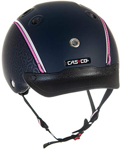 Casco Kinder Reithelm CHOICE blau metallic S (52-56cm) + MyStyle Wechselstreifen pink (rosa) reflex