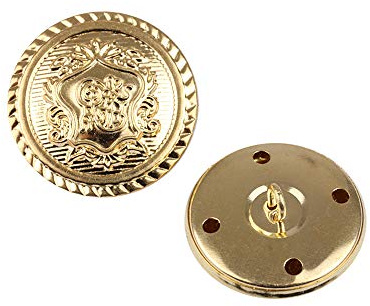 Metallknöpfe für Blazer, Mantel, Anzug, Antik-Goldfarben, Gravur, 30 mm, 12 Stück