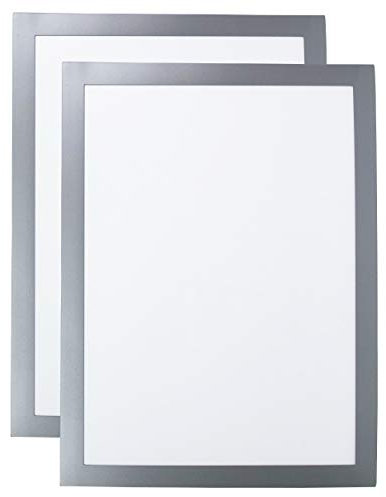 Extiff Cadre d'affichage Magnétique Simple pour documents A4 - Contour Adhésif - Lot de 2 (Gris)