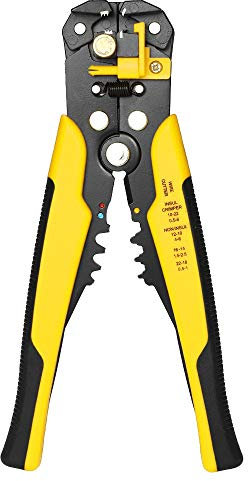 Desconocido Alicates multifuncionales de 8 Pulgadas autoajustables con Cortador y crimpadora de Alambre automático Pelacables Herramienta de crimpado 10-24 AWG, Color Amarillo