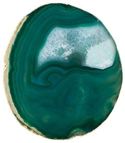 mookaitedecor Poliert Natürliche Geode Achat Platten Tisch Untersetzer Set (2 Stück), Dekorative Stein untersetzer für Glas, Tassen, Vasen, Kerzen, Servierplatten Namen Karten für Hochzeit | Vergoldet Achat Stein, Dekorative Steinplatten Achatscheiben Tisch Stein für Servierplatten Namen Karten für Hochzeit