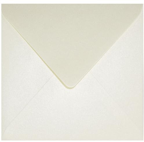 Netuno 25x Briefumschlag quadratisch Perlmutt-Creme 15,3 x 15,3 cm 120g Aster Metallic Cream elegante Perlmutt-Glanz-Umschläge Pearls Perleffekt metallisch-glänzend Hochzeitsumschläge schick