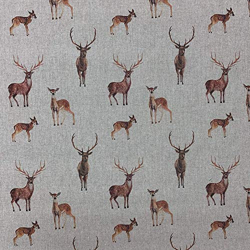 Thimbles Fabrics | Hirsche & Hirsche Digitaldruck Design Baumwolle Reich Leinen Optik Stoff für Vorhänge Jalousien Handwerk Quilten Patchwork & Polster 140 cm breit - Meterware