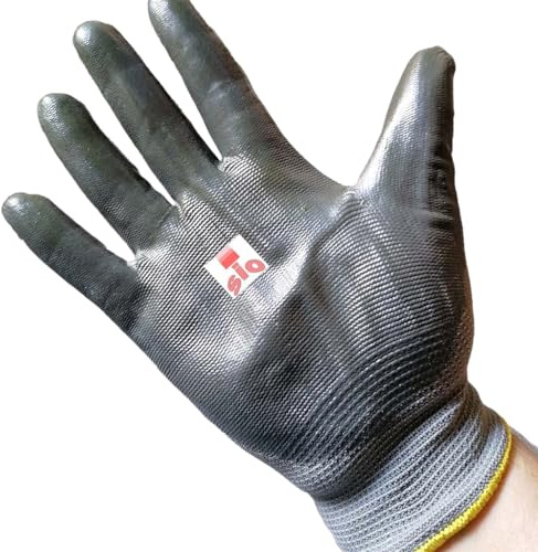 SIO Guantes de Nylon con Palma de Nitrilo Gris (Paquete 12 Pares) (S - 7)