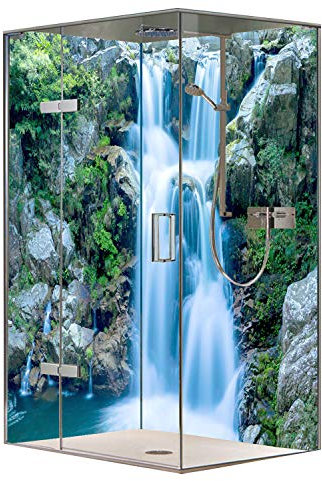 Original FLYERANDPRINT - SHOWER-PLATE, Alu-Dipond, OHNE FUGEN, Fliesenersatz, Duschrückwand, Wunschmaß, Dusche, Bad, Wandverkleidung, Wandverkleidung, DW-17-36 (Set mit 2 Platten, 80 x 200 cm)