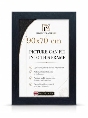 90x70cm Black wooden effect Photo / Picture frame Wall Mountable with acrylic display