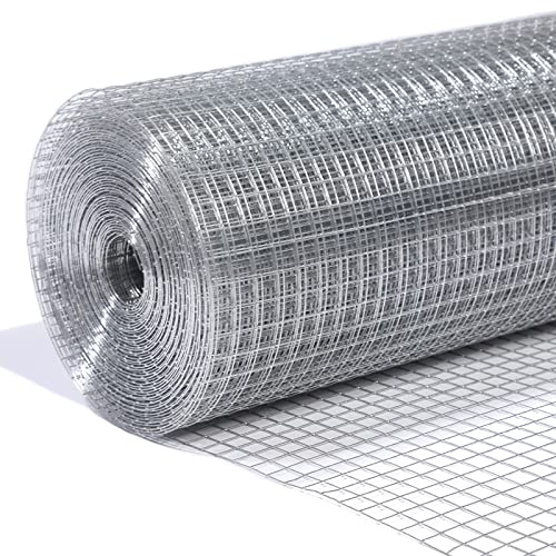 LAN JIA 1/2” Galvanized Hardware Cloth 48 x 100' 19 Gauge, Hot-dip Galvanized After Welding, Chicken Wire Raised Garden Bed Plant Supports Poultry Netting Wire Cloth &Galvanized Wire Mesh Roll