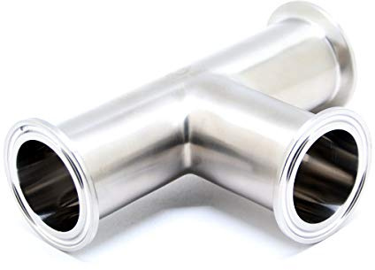 QiiMii Clamp Tee 3 Way Stainless Steel 304 Fits 2 Tri Clamp, 51mm Pipe OD Sanitary Fittings (2 inch)