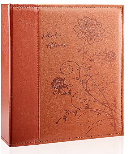 Miaikoe Photo Album 8x10 Clear Pages Pockets Leathe Cover Slip Slide in Photo Album Holds 100 Vertical 8x10 Photos Picture Book for Wedding Family (Brown)