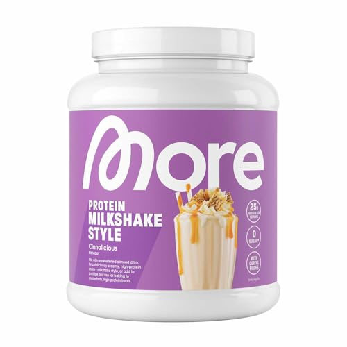 MORE Protein Milkshake, Cinnalicious, 600 g | Mix aus Whey Konzentrat und Casein ideal zum Muskelaufbau und -erhalt, mit Laktase - made in Germany