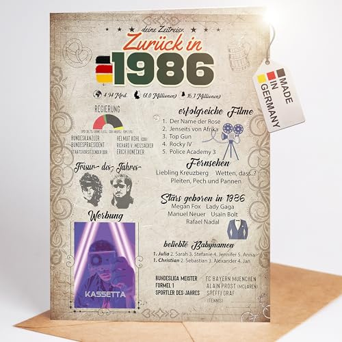 myDreamwork® Besondere Geburtstagskarte 40 Inkl. Umschlag | 1986 Jahrgang Geschenk | Karte 40 Geburtstag Frau – Geburtstagskarte 40 lustig | 40. Geburtstag Mann – DIN A5 | 40