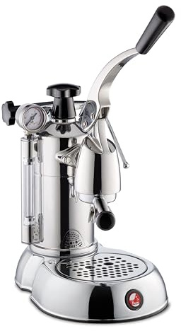 La Pavoni Stradivari Professional Lusso, Hebel-Espresso-Kaffeemaschine LPLSPL01EU, Boilerheizung mit Manometer, 1,6-l-Tank, Cappuccino-Funktion, 1/2-Tassen-Filter, 950 W, Verchromtes Messing