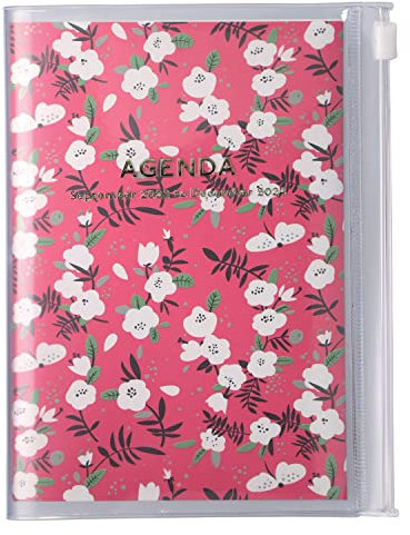 MARK'S 2023/2024 Taschenkalender A6 vertikal, Flower Pattern, Red
