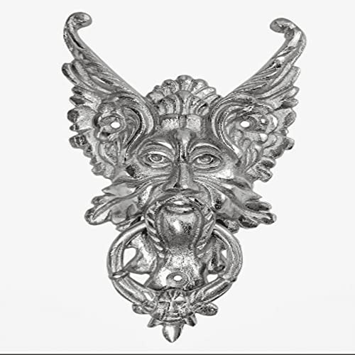 Gothic Face Front Door Knocker Nickel Iron Nickel Plated