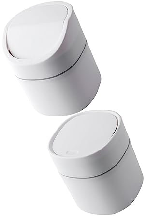 Zerodeko 2 Pièces Poubelle De Bureau Poubelle En Plastique Petite En Plastique En Avec Couvercle De Table Avec Couvercle Minuscule De