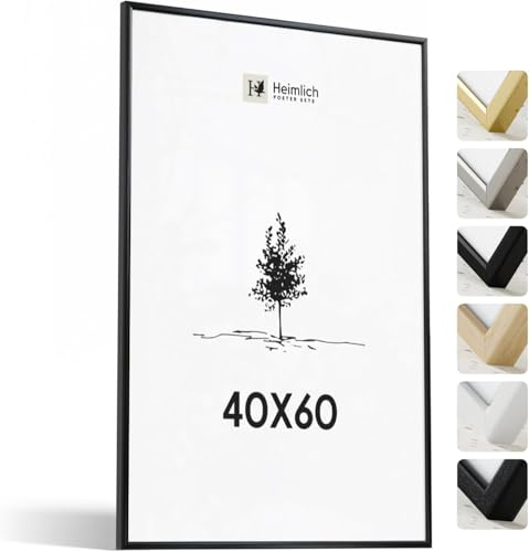 Heimlich Fotorahmen aus Aluminium – 40 x 60 cm, Schwarz | Heimlich® – Robuster Mittelgroßer DIY-Collagenrahmen Aus Metall – Nur Wandhalterung