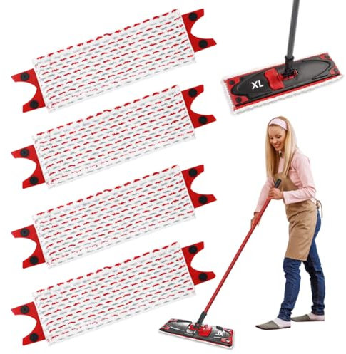 4 Pièces Balai Serpillière Recharge pour Vileda UltraMax XL 2en1 Kit,51x14cm pour Vileda Ultramat XL Microfibre Absorbante Recharge, pour Lavage Sol, Taches de Nettoyage