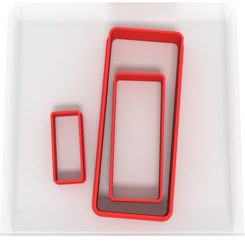 JUST CUTTERS Rectangle Shape Cutters | Set of 3 Plastic Cutter for Baking, Fondant, Clay, Pastry, Icing, Jewellery (3/5/8CM) v2