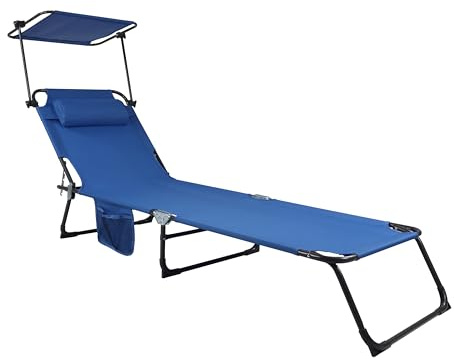 VCM Sonnenliege 55x185x24 cm Stahl Textilene klappbar Garten | Relaxen im Freien - Garten oder Pool - für Erwachsene - wetterfest, pflegeleicht, robust, langlebig, hochwertig
