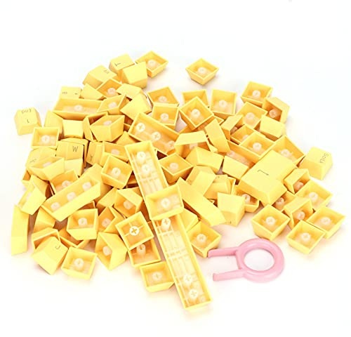 Copritasti PBT Design Ergonomico Copritasti Colorati di da 108 Tasti per Tastiera Meccanica, Colori per Diversi Gruppi (Giallo)