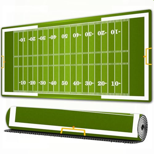 EOMKSE Mauspad Verlängertes großes Mauspad Schreibtischauflage,genähte Kanten Mauspad,Gummibasis,American-Football-Feld. Grünes Grasmuster und Textur für den Hintergrund des F,Gaming-Mauspad,40x90 cm