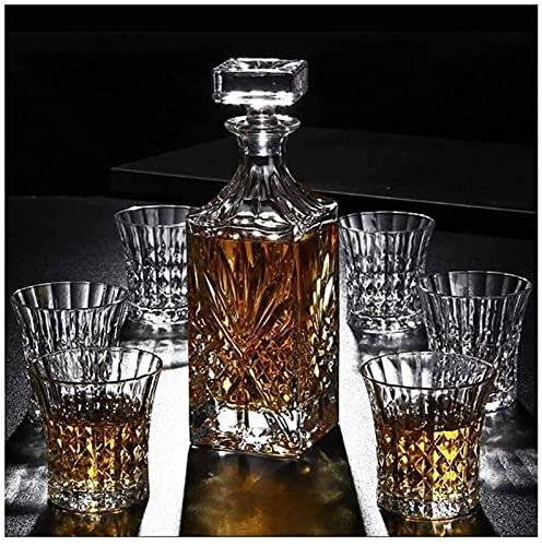 Decanter di lusso da uomo con incisione for whisky, set con 6 bicchieri, dispenser di liquore unico for rum scozzese