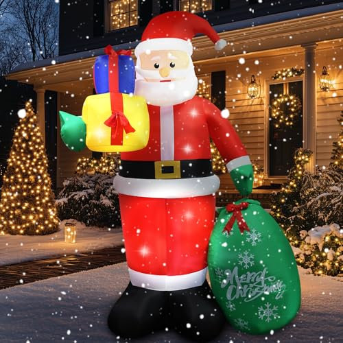 Weihnachtsmann Aufblasbar 245CM für Weihnachtsdeko Aussen - Weihnachtsmann Figur Groß Weihnachtsdeko Outdoor Aufblasbare mit LED Beleuchtet, IP44 Weihnachten Deko Außen für Christmas, Garten, Rasen