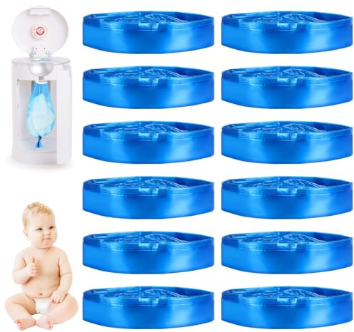 12 Stück Nachfüllfolie Windeleimer, 4,5M Verdickte Nachfüllkassetten | 7-Lagige Verdickte Nachfüllkassetten für Windeleimer Nachfüllfolie, Meisten Windeleimern und Litter Locker (Blau)