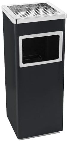 Poubelle en Acier Inoxydable 35L avec Seau Intérieur 30L sur Pied - Bac à Ordures de Cuisine et Extérieur pour Hôtel Jardin (Noir, 24 * 24 * 60cm)